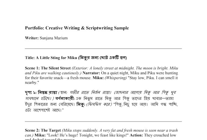 write professional scripts and creative stories for your project